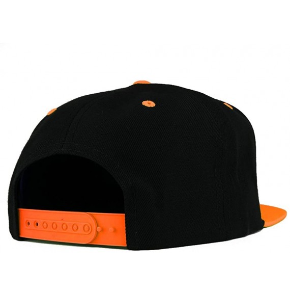 Baseball Caps Palm Tree Embroidered Premium 2-Tone Flat Bill Snapback Cap - Black Orange - C7185YLCZYX