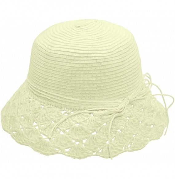 Sun Hats Women's Summer Sun Hat Bucket Hat - Crochet Brim - Cream - CN11L1P6W8T
