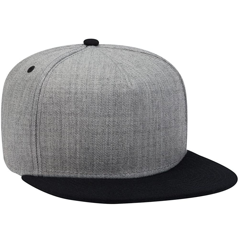 Baseball Caps Square Flat Visor SNAP 5 Panel Pro Style Snapback Hat - Blk/H.gry/H.gry - CA180D4XETH
