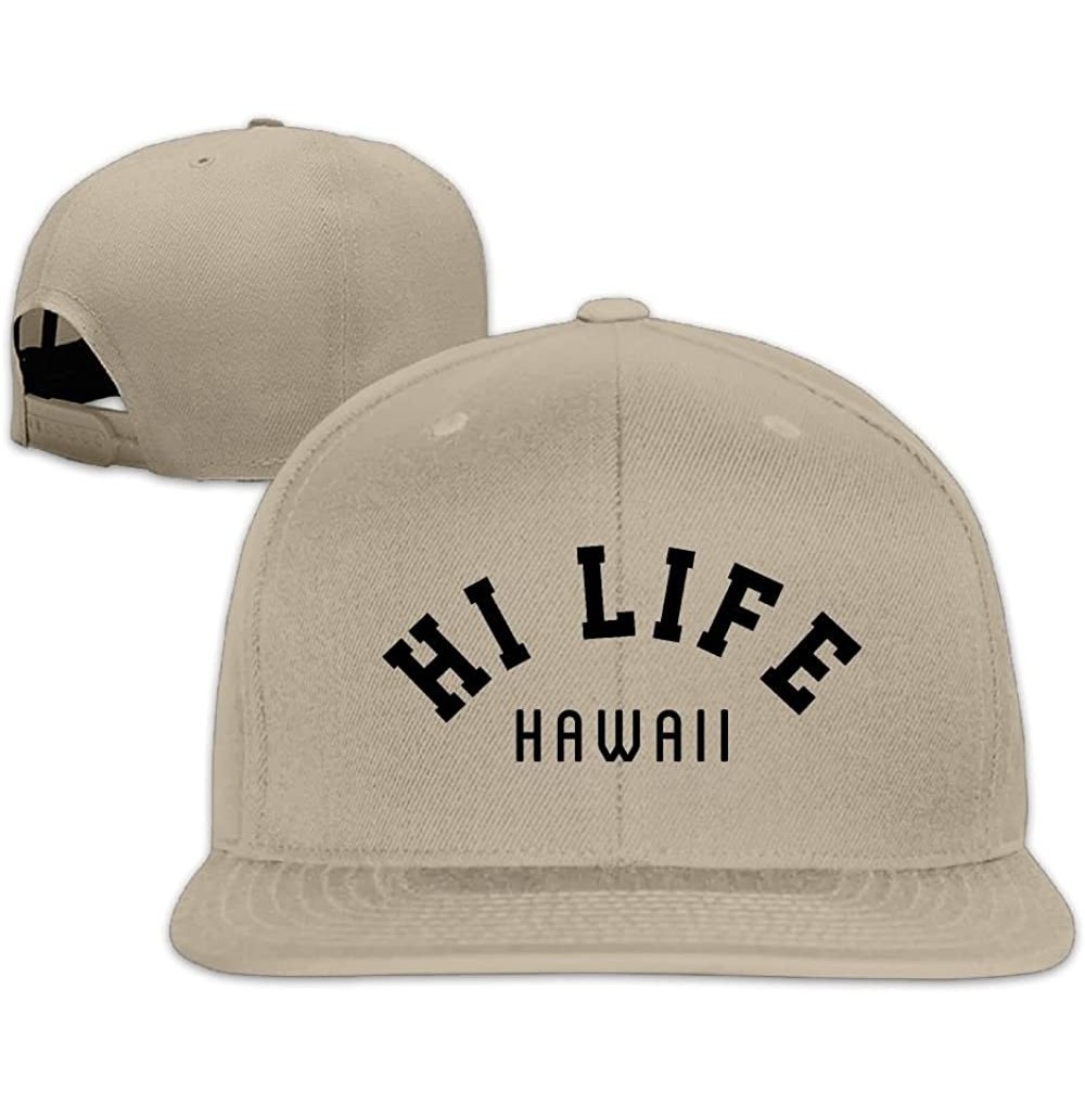 Sun Hats Hawaii Hi Life Design Snapback Hip Hop Flat Bill Baseball Caps For Men Women - Natural - CJ1879TK4TO