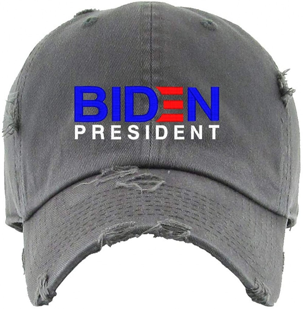 Baseball Caps President Election Embroidered Adjustable Distressed - Dark Grey - CN1985ZEKR0