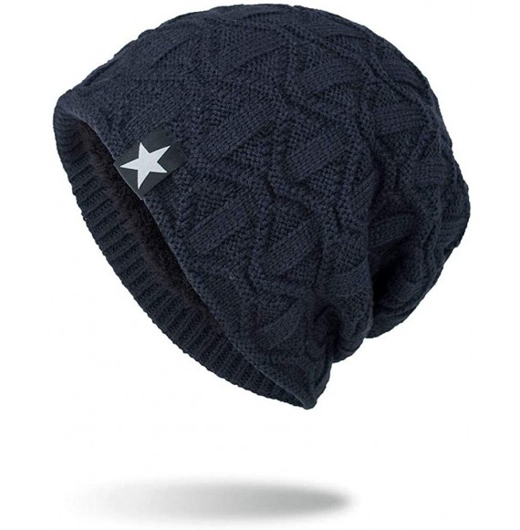 Skullies & Beanies Beanie Hat for Men Women Winter Warm Knit Slouchy Thick Skull Cap Casual Down Headgear Earmuffs Hat - CE18...
