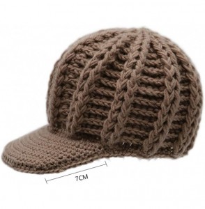Skullies & Beanies Winter Knitted Caps Visor Cotton Linen Beanies Hats for Women- Thick Warm Winter Baseball Caps - Khaki - C...
