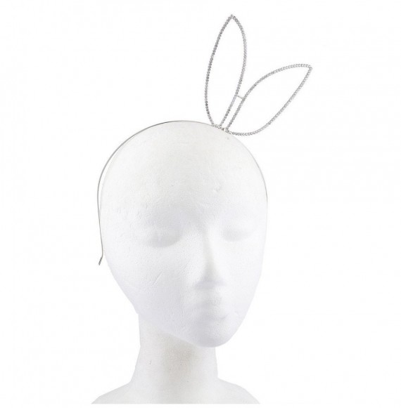 Headbands Silvertone Rhinestone Side Bunny Ears Wire Fashion Headband - CQ17YT63R9Z