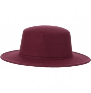 Fedoras Adult Women Men Flat Top Hat Fedora Hats Trilby Caps Panama Hat Jazz Cap - Wine Red - CA180ESRAMX