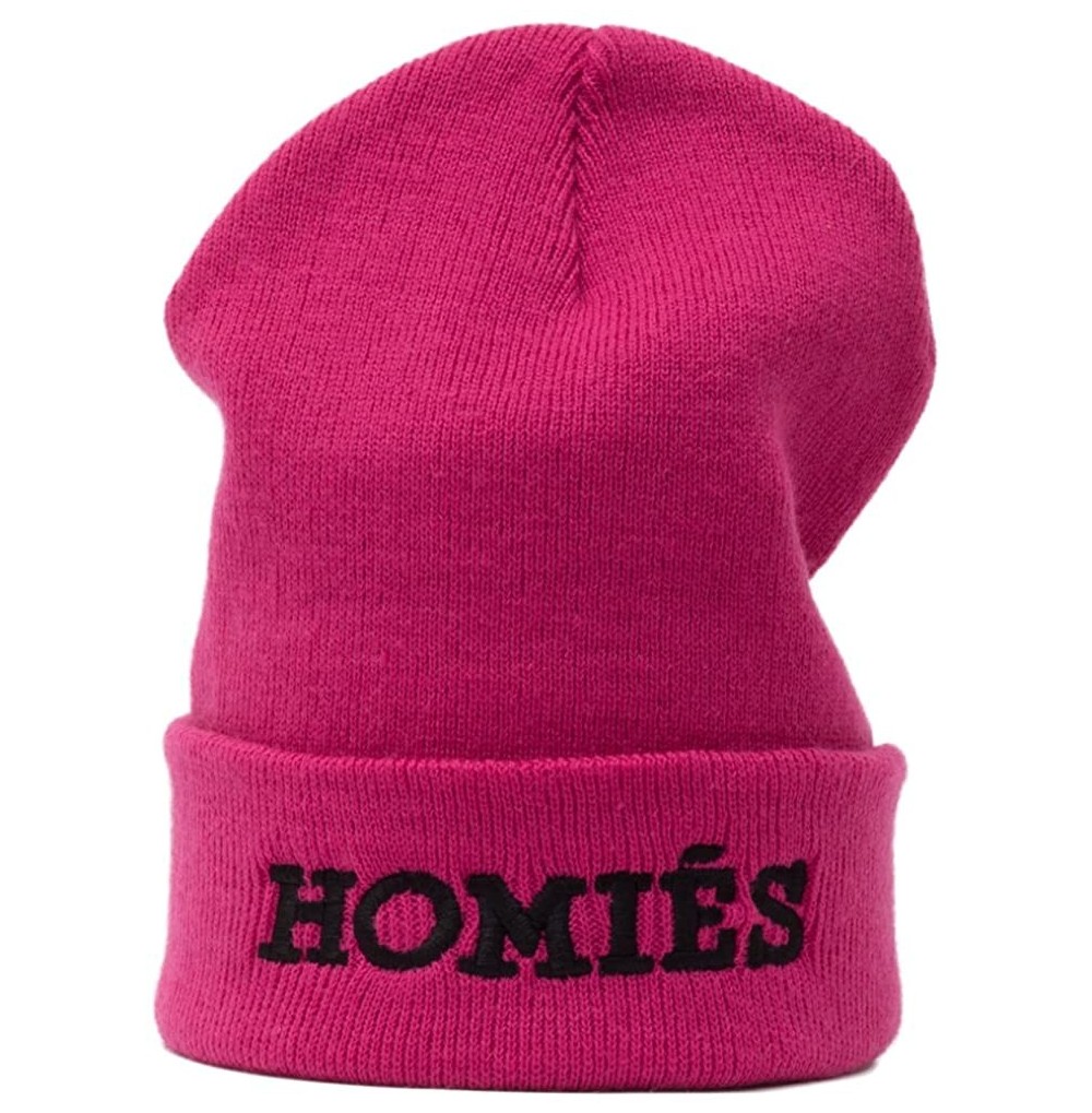 Skullies & Beanies Unisex Beanie - Homies [Pink] - C011HO0VIQ1