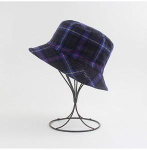 Bucket Hats Packable Bucket Hats Reversible Women Sun Plaid-Fisherman Caps - Blue - CM18U0G8K05
