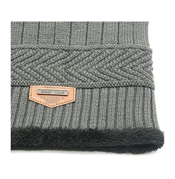 Skullies & Beanies Mens Slouchy Beanie Hat Trendy Warm Chunky Soft Stretch Cable Knit Winter Christmas Sport Fleece Cap - Blu...