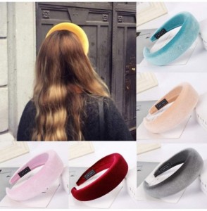 Headbands Solid Fashion Hairband Women's Girls' Sponge Velvet Candy Color Sweet Headband Hair Head Hoop - Gray - CJ18SCY5RMR