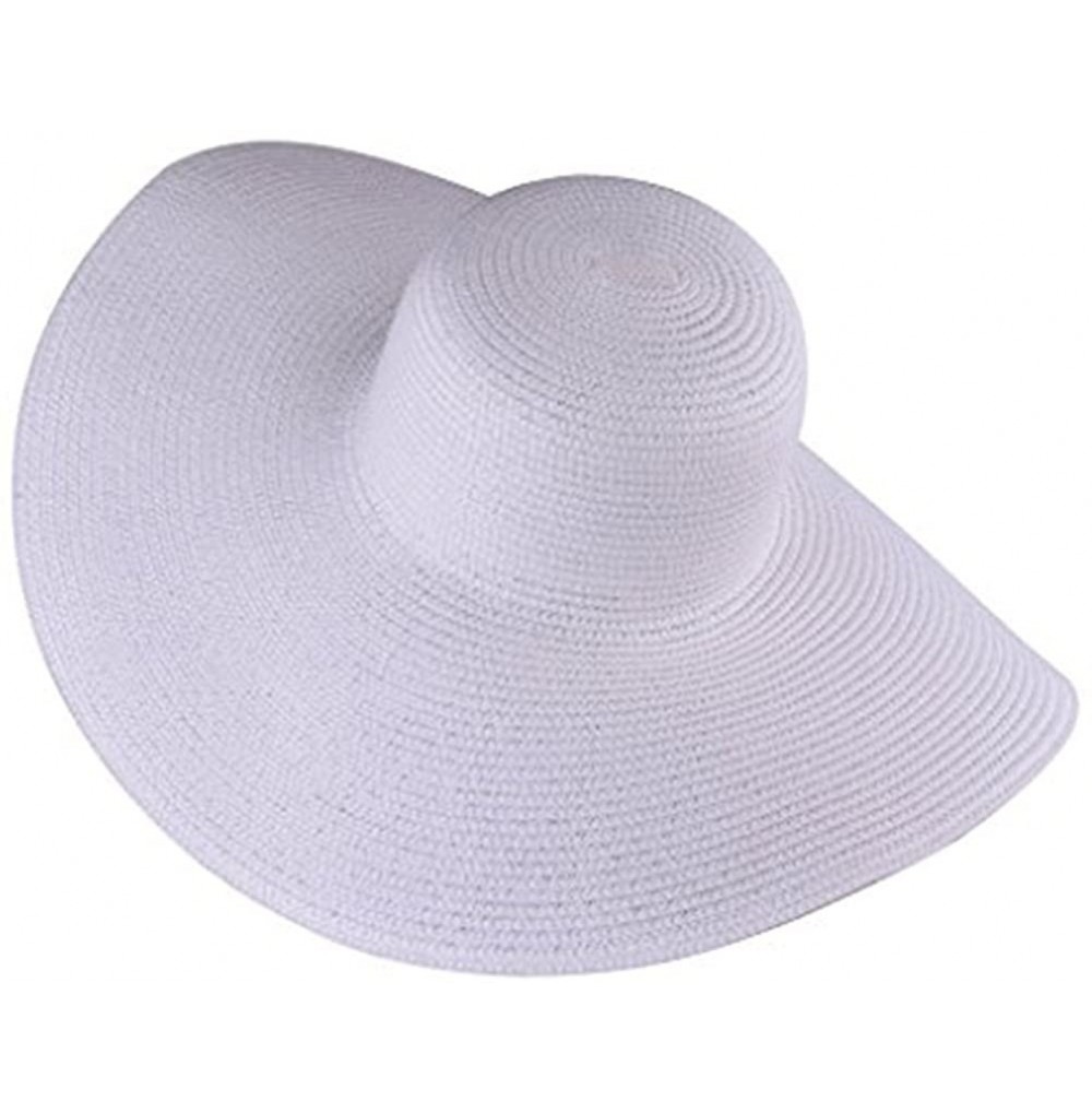 Sun Hats Women's Beachwear Sun Hat Striped Straw Hat Floppy Big Brim Hat - White - CE189NO654H
