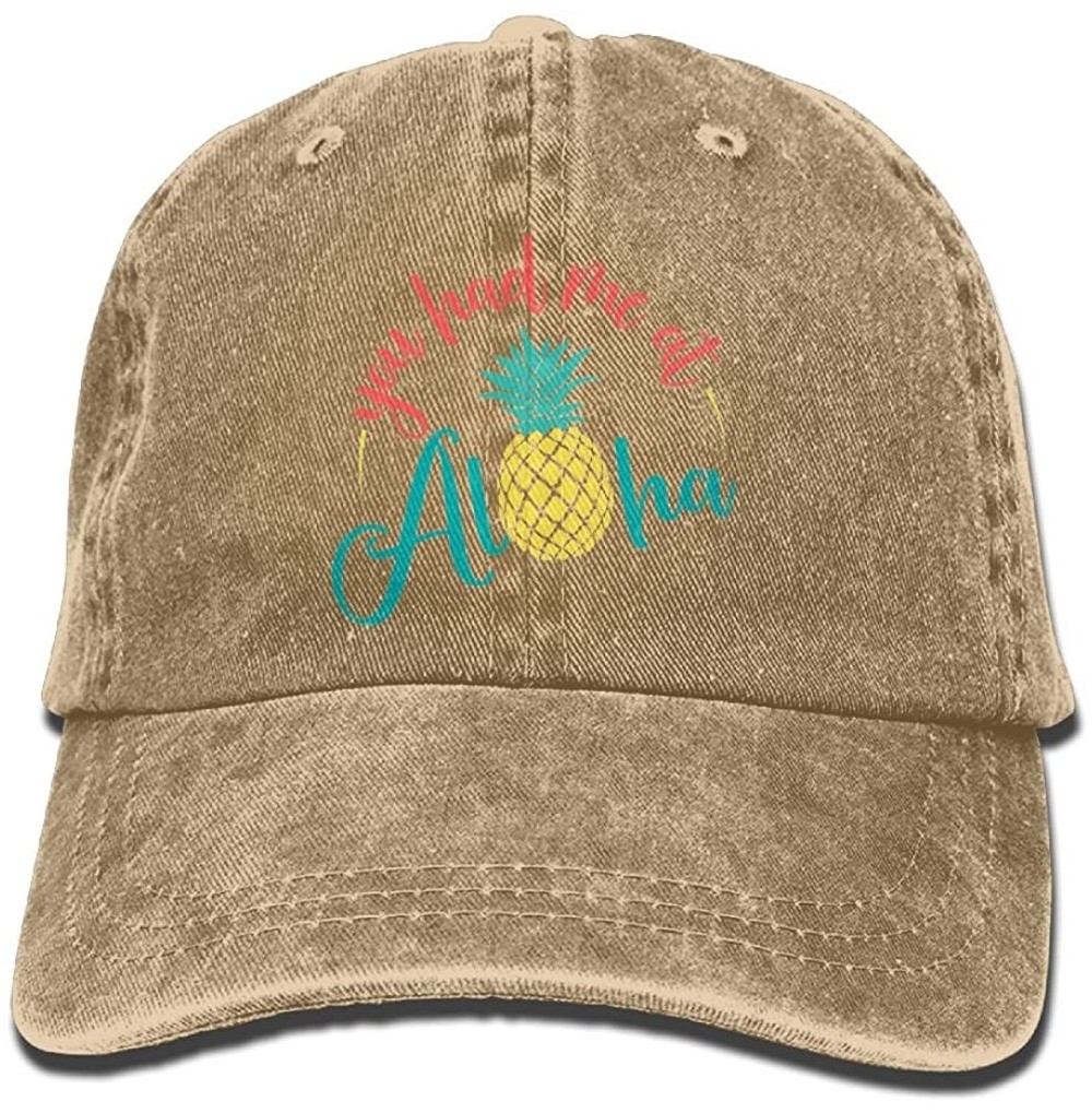 Cowboy Hats You Had Me at Aloha Pineapple Men Women Cowboy Hats Vintage Denim Trucker Baseball Caps - Natural - CM180988O9R