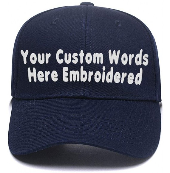 Baseball Caps DIY Embroidered Baseball Hat-Custom Personalized Trucker Cap-Add Text(Single Or Double Line) - Navy Blue - C818...