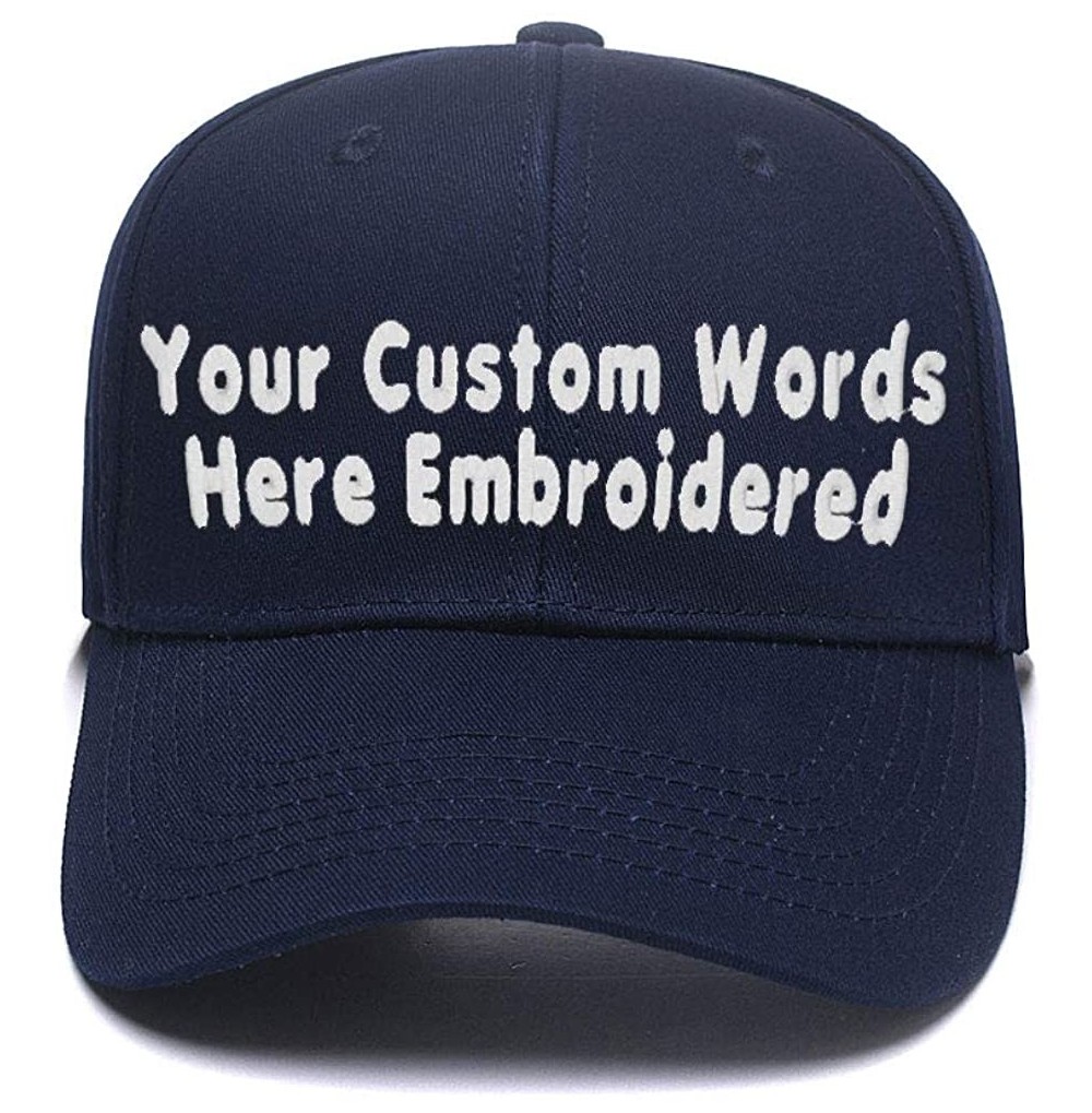 Baseball Caps DIY Embroidered Baseball Hat-Custom Personalized Trucker Cap-Add Text(Single Or Double Line) - Navy Blue - C818...