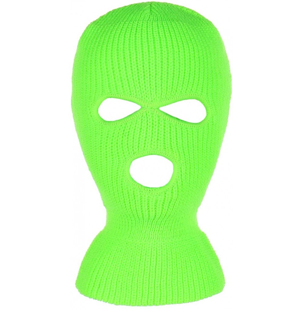 Balaclavas Knitted 3-Hole Full Face Cover Ski Mask - Lime - CG182EYQEHD