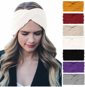 Cold Weather Headbands Womens Winter Warm Soft Crochet Knit Headwrap Ear Warmer Headband for Women - White - CC19258TK8R