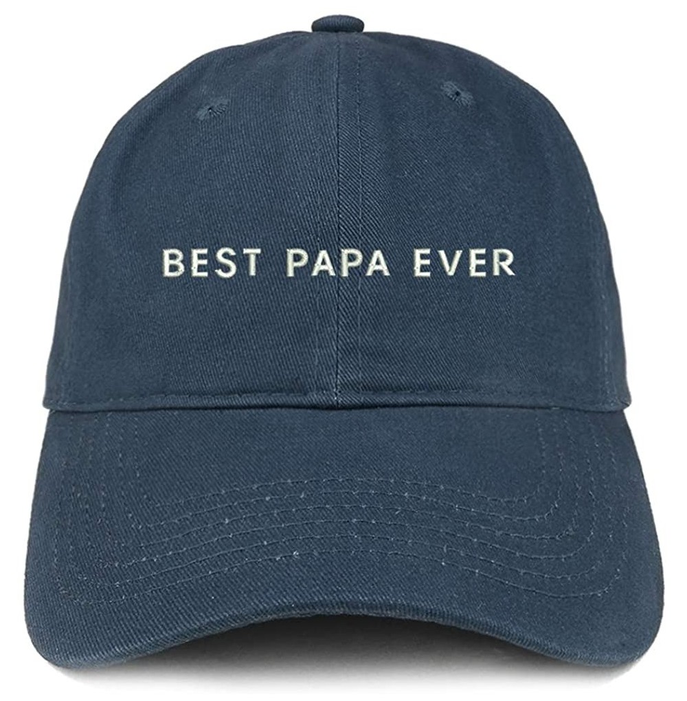 Baseball Caps Best Papa Ever One Line Embroidered Soft Crown 100% Brushed Cotton Cap - Navy - C218322TO7S