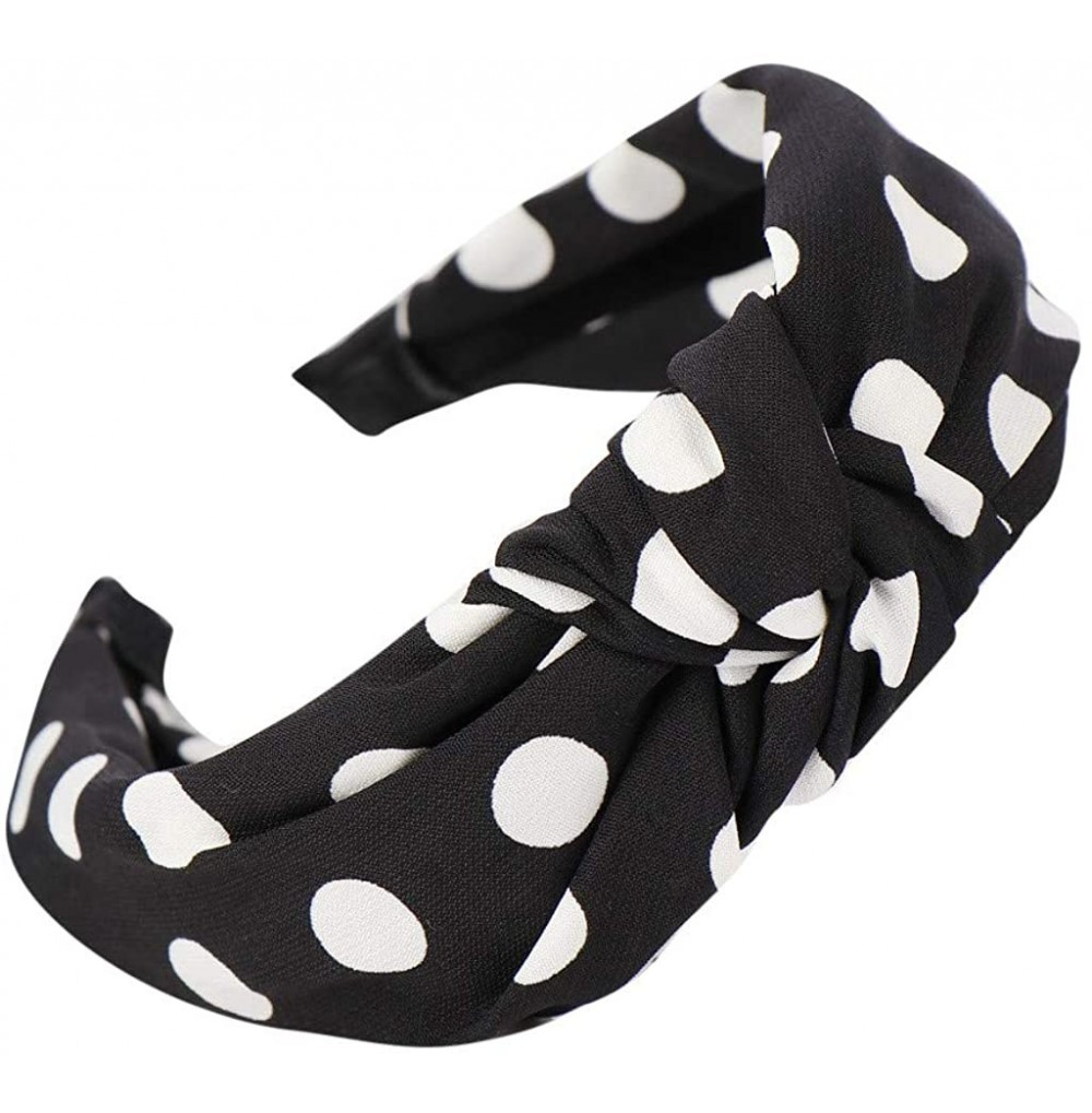 Headbands Hairband- Women Polka Dot Bowknot Headband Hair Head Hoop Hair Accessories for Girls - Black - CM18U4ZYKTI