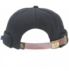 Skullies & Beanies Breathable Docker Beanie Hat Adjustable Leather Buckle Vintage Style Brimless Cuff Watch Cap - Black - CF1...