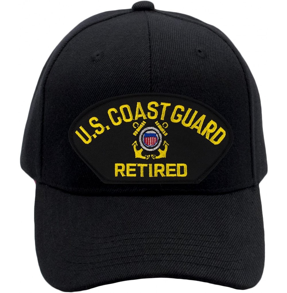 Baseball Caps US Coast Guard Retired Hat/Ballcap Adjustable One Size Fits Most (Black- Standard (No Flag)) - CC189KE49GM