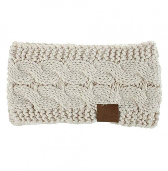 Headbands 2020 Fashion Autumn And Winter Pure Color Wool Knitted Hair Band Sports Headband (Beige) - Beige - C01953SCHOH