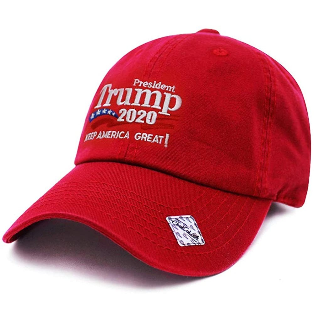 Baseball Caps Trump 2020 Keep America Great Campaign Embroidered US Hat Baseball Cotton Cap PC101 - Pc101 Red - CS19460OWUS