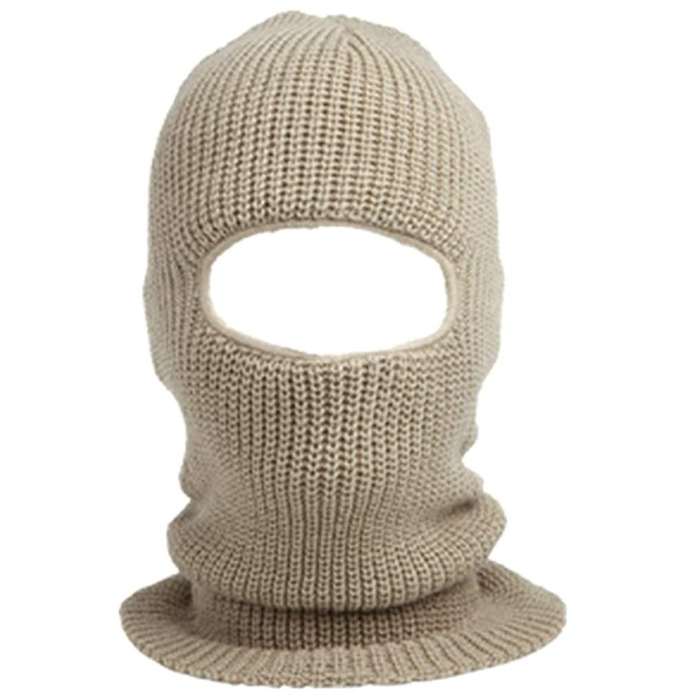 Skullies & Beanies Unisex Thick Knit One Hole Ninja Balaclava Snowboarding Face Mask - Taupe - CE11QNLNN65