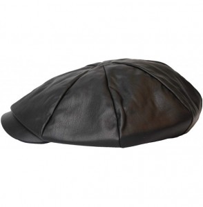 Newsboy Caps Newsboy Hat Cabbie Beret Driving Applejack Cap Faux Leather LDG1223 - Black - CQ18Y05IX0M