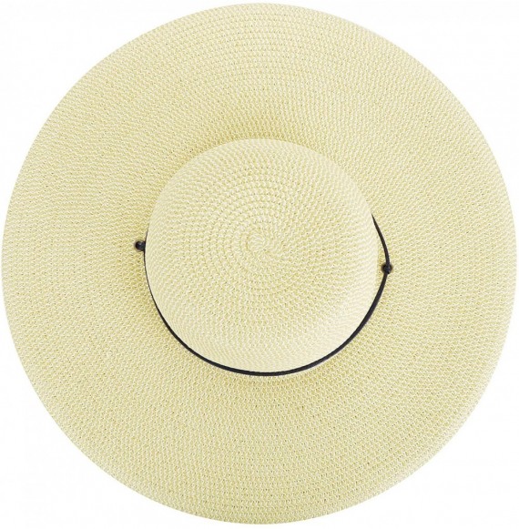 Sun Hats Women's UPF 50+ Wide Brim Braided Straw Sun Hat with Lanyard - Ivory - CV12J7NZG79