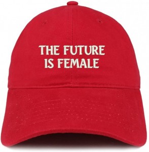 Baseball Caps The Future is Female Embroidered Low Profile Adjustable Cap Dad Hat - Red - C012OCCBUM2