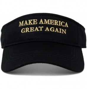 Visors Donald Trump Visor- Make America Great Again - Metallic Gold Embroidered Visor Cap - Black - C012NTA7G3Y