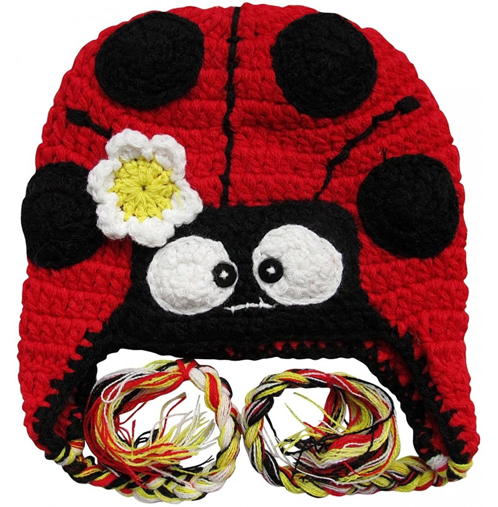 Skullies & Beanies Stretchy Crochet Animal- Bug- Football- Cupcake Hat for Baby/Toddler - One Size - Ladybug - Red - C411IQ011TH