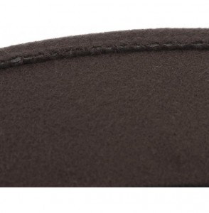 Fedoras Men's Warm Wool Blend Dent Trilby Flat Brim Fedora Hat Panama Wool Gentleman Hat - Brown - CM186RGS753