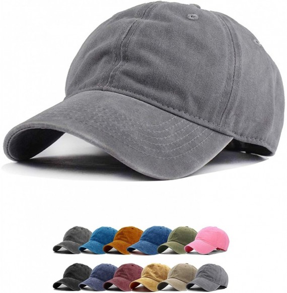 Baseball Caps Vintage Baseball Cap 100% Washed Twill Soft Cotton Adjustable Unisex Dad-Hat - Grey - CF18SMS50RG