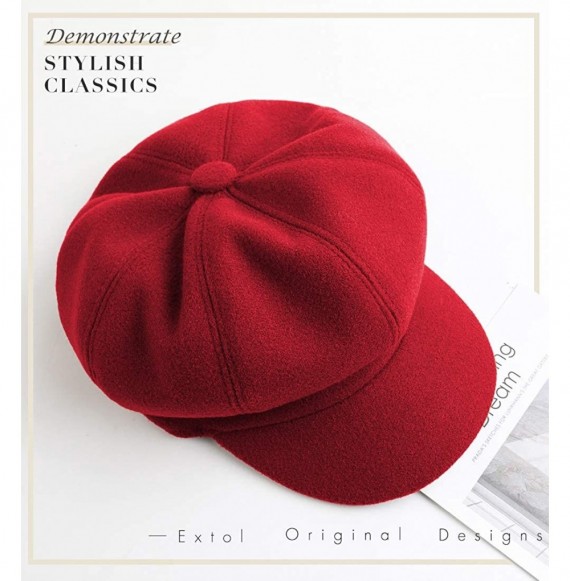 Berets Women Beret Newsboy Hat French Wool Cap Classic Autumn Spring Winter Hats - Red - CX18ARDZC0D