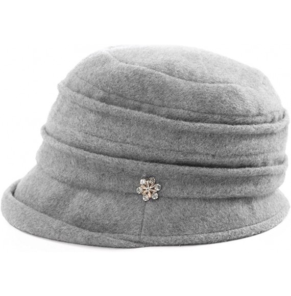 Sun Hats Cloche Round Hat for Women 1920s Fedora Bucket Vintage Hat Flower Accent - 89108_grey - CV187COZWXR