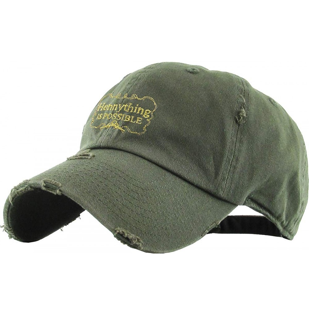 Baseball Caps Henny Leaf Fist Bottle Dad Hat Baseball Cap Polo Style Unconstructed - (3.4) Olive Hennything Vintage - CH18XRZ...