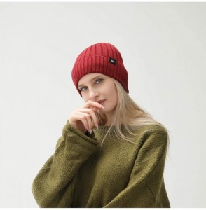 Skullies & Beanies Acrylic Knit Beanie Hat- Winter Cuffed Skully Cap- Warm- Soft- Slouchy Headwear for Men and Women - Red - ...
