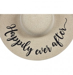 Sun Hats Womens Embroidered Straw Sun Hat Bridal Shower Gift Bachelorette Honeymoon - Happily Ever After - CC18O6ATHKW