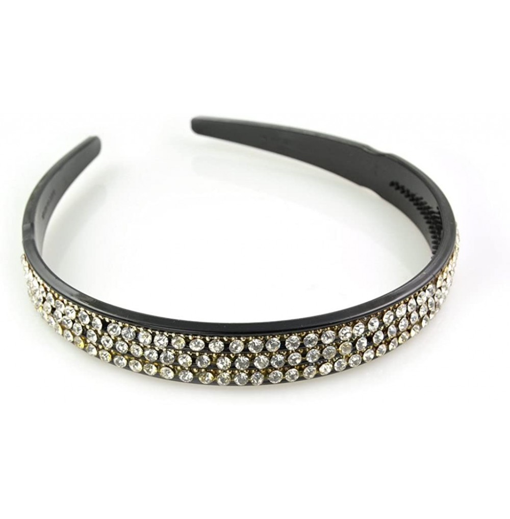 Headbands Simple Gorgeous Crystal Rhinestone Wedding Bridal Black Headband - C911XHYU6E3