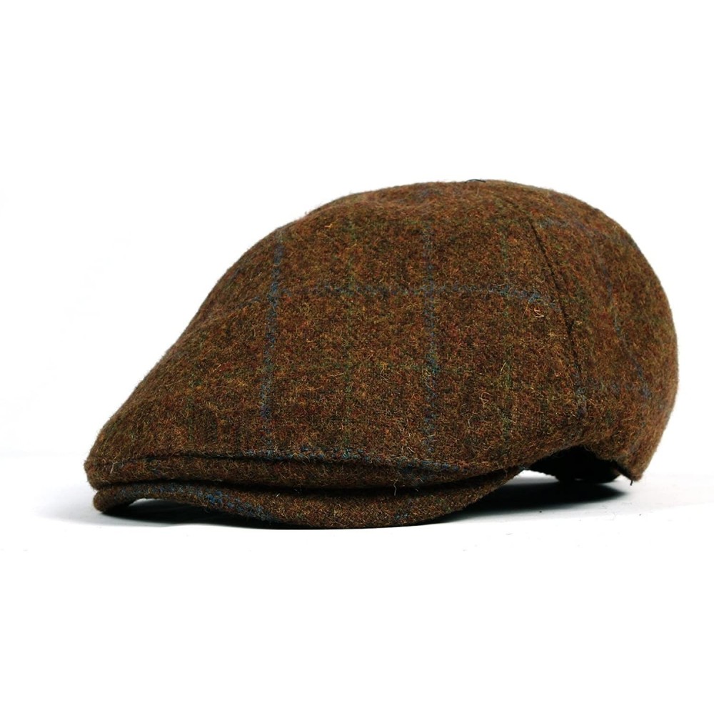 Newsboy Caps Wool Newsboy Hat Flat Cap SL3022 - Brown - C011QE8SACX