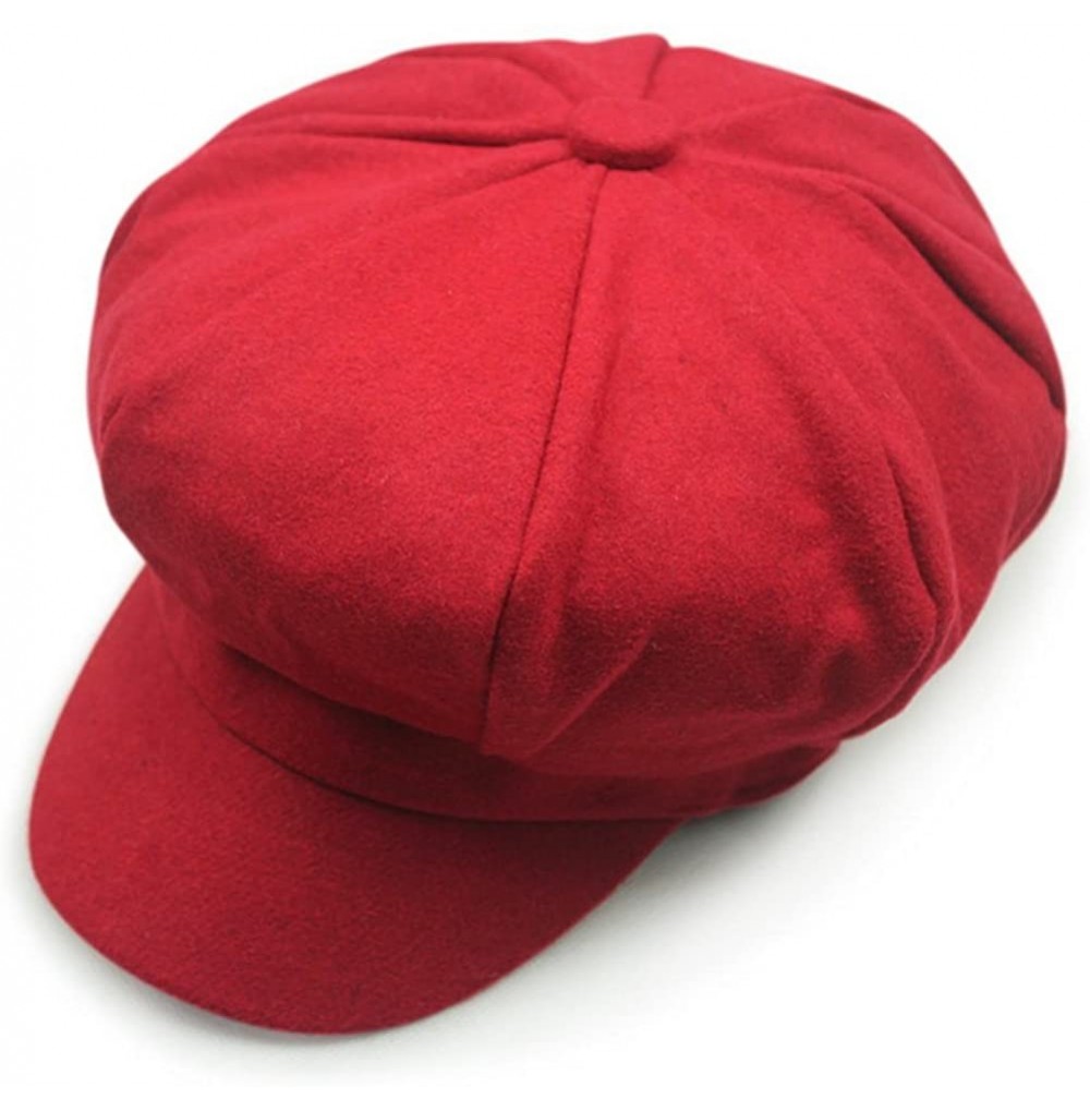 Newsboy Caps Wool Newsboy Hat Beret Cap Ivy Hats for Women and Men - Red - C01886UD0D8