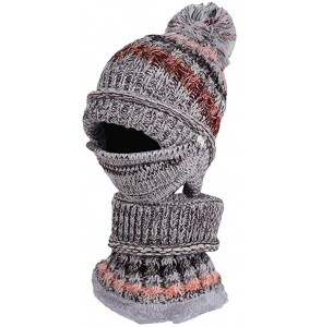 Skullies & Beanies Beanie for Women-Fashion Women Winter Knit Hat Collar Set Thick Warm Wool Earmuffs - Gray - CW18A0I5QS8