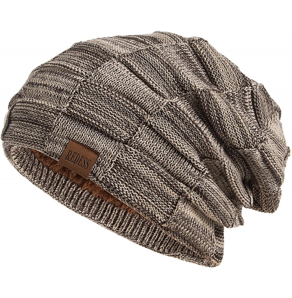 Skullies & Beanies Beanie Hat for Men and Women Winter Warm Hats Knit Slouchy Thick Skull Cap - 1 Brown - C6187GU6K2Y
