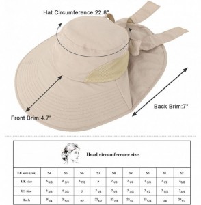 Sun Hats Men/Womens Foldable Flap Cover UPF 50+ UV Protective Wide Brim Bucket Sun Hat - Ponytail_khaki - C6180OQLNWK