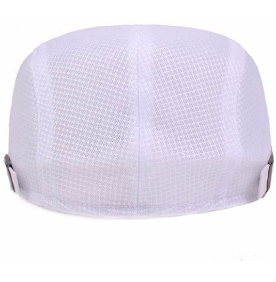 Newsboy Caps Mens Summer Mesh Adjustable Flat Ivy Newsboy Cabbie Gatsby Golf Sun Hat Cap - White - CN18E3C0O9H