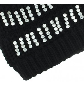 Skullies & Beanies Women's Faux Fur Pompom Winter Knit Beanie w/Sequins - Black - CC180HCD9K9
