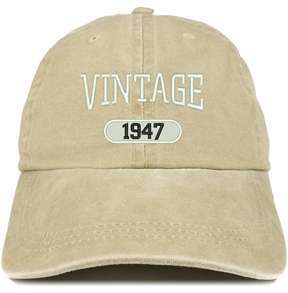 Baseball Caps Vintage 1947 Embroidered 73rd Birthday Soft Crown Washed Cotton Cap - Khaki - CD180WX47D5