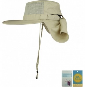 Sun Hats Taslon UV Large Bill Flap Cap - Khaki - CC11LV4GZHX
