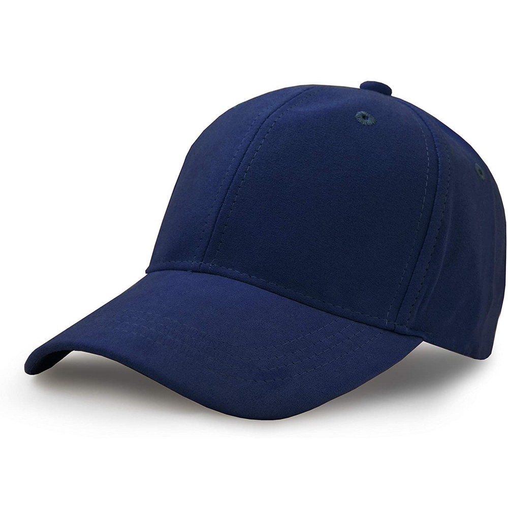Baseball Caps Suede Baseball Cap- Unisex Faux Suede Leather Classic Adjustable Plain Hat Baseball Cap - Navy - C0183RE8WT9