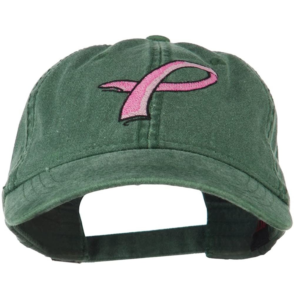 Baseball Caps Hot Pink Breast Cancer Logo Embroidered Washed Cap - Dark Green - CN11LBM8GVN